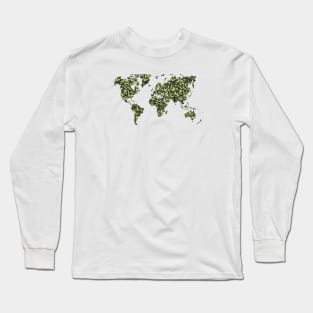 World Map in Camouflage Long Sleeve T-Shirt